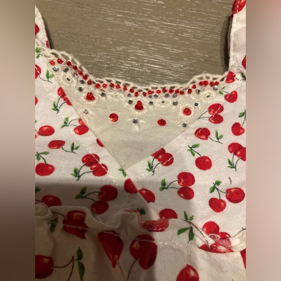 Vintage Cherry print set for babe Size 6-12 months By Lipstick - Picture 3 of 12